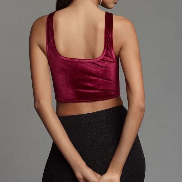 Velvet Crop Top in Red - Picture 2 of 4